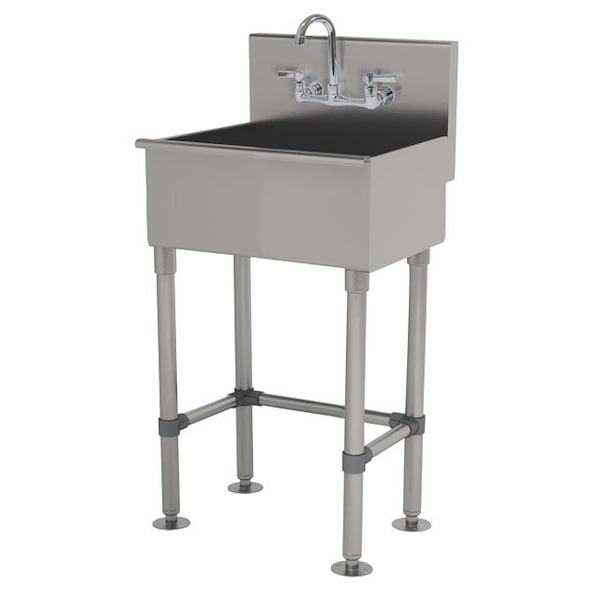 1 Station 16 Ga. 304 SS Floor Mt Square Corner Sink - Faucet Included